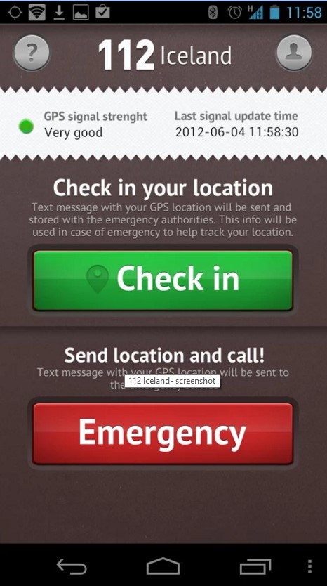 Emergency app for Iceland