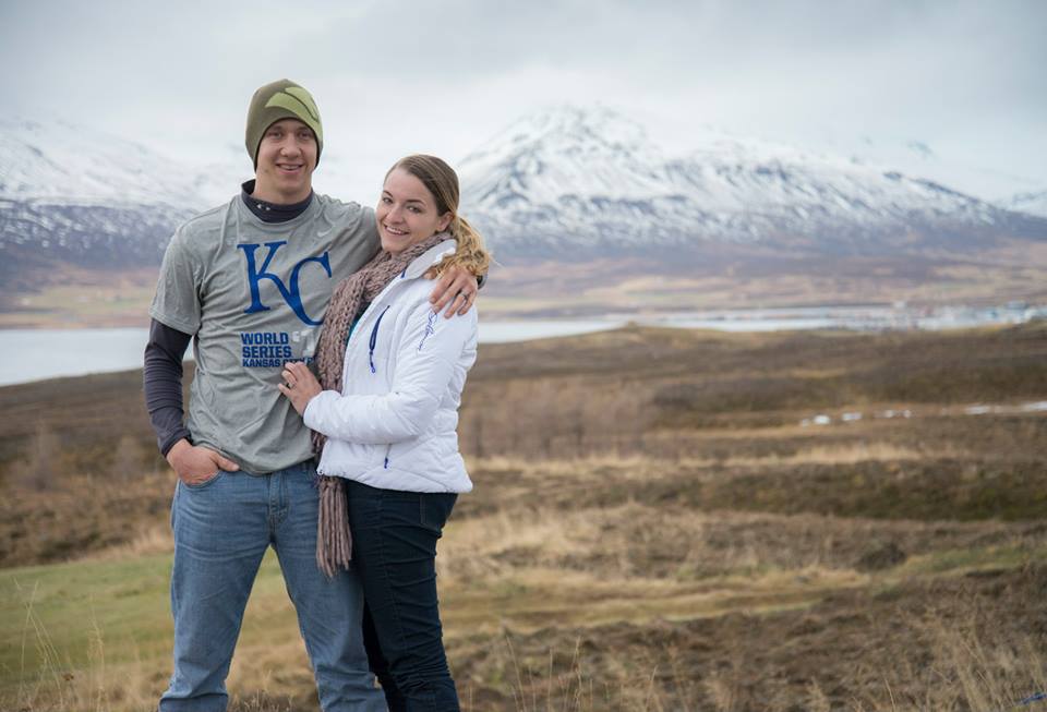Carly Moon-Warnick & her husband driving around Iceland