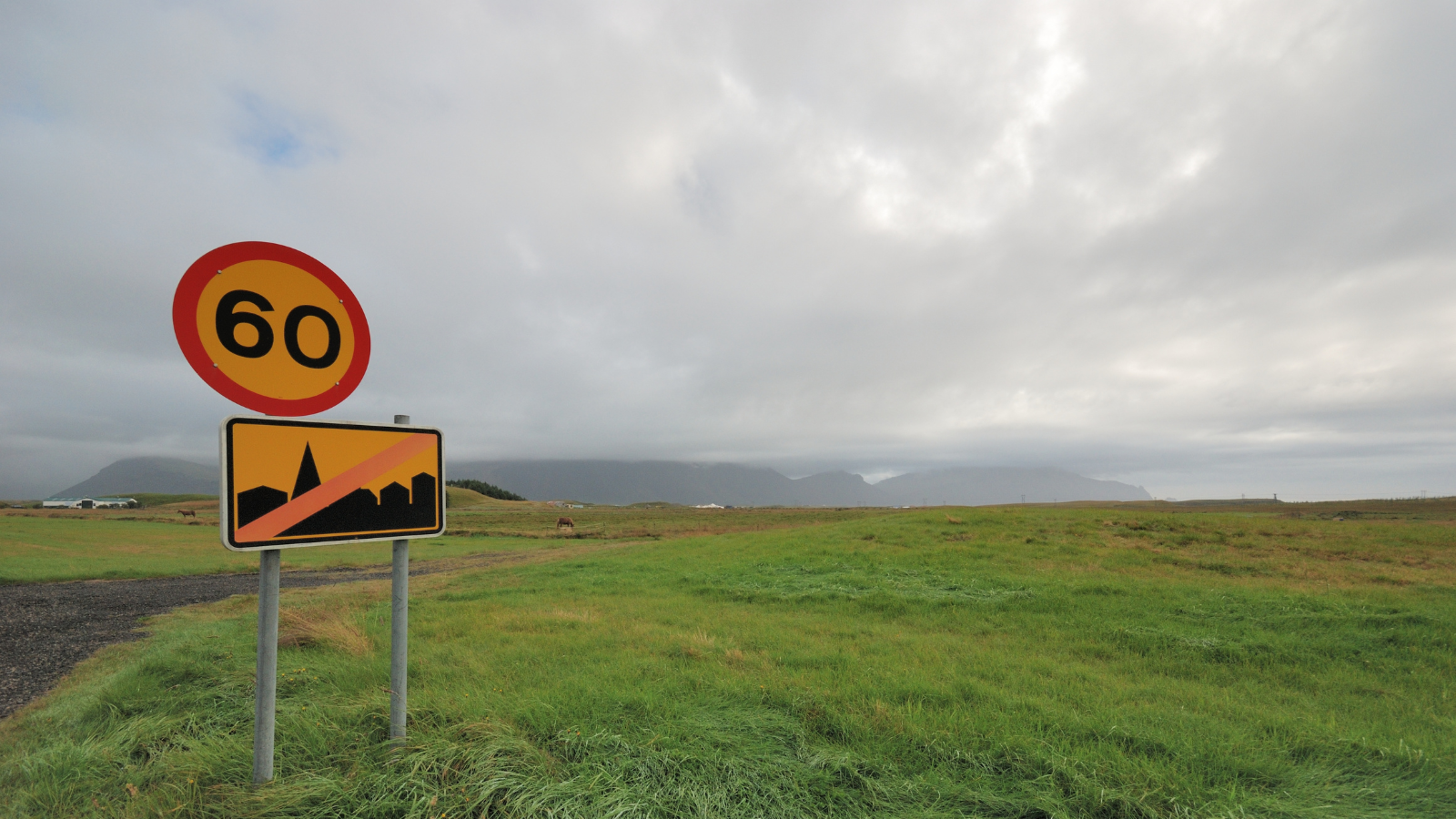 Speed limits sign in Iceland
