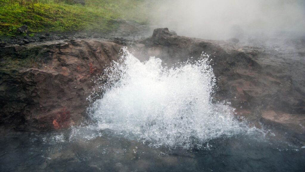 The bubbling hot springs of Deildartunguhver in West Iceland.